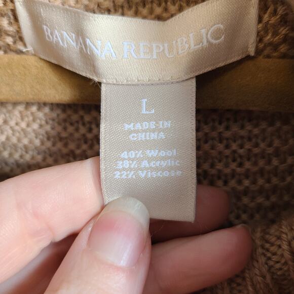 Banana Republic Womens L Turtleneck Chunky Cable Knit Wool Sweater Dress Cozy - Picture 7 of 10